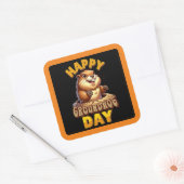 Prettig Groundhogdag Februari Vierkante Sticker (Envelop)