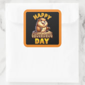 Prettig Groundhogdag Februari Vierkante Sticker (Tas)