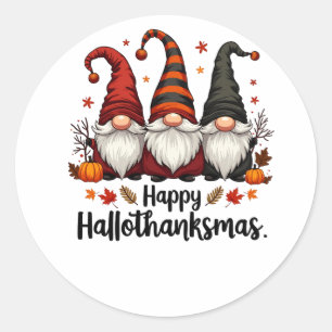 Prettig Hallothanksmas Halloween Kerstmis Kabouter Ronde Sticker
