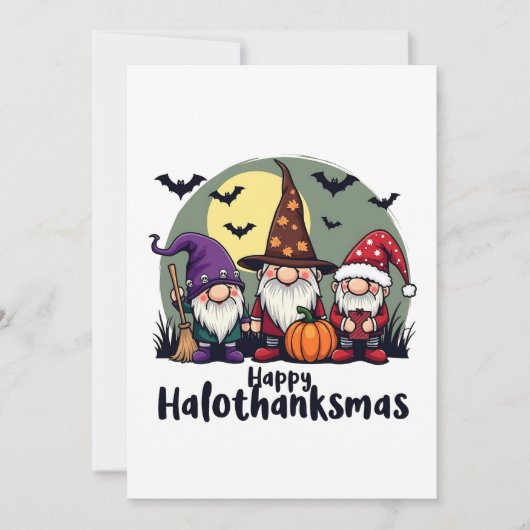 Prettig Hallothanksmas Kerstmis Halloween Kabouter Kaart (Voorkant)