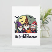 Prettig Hallothanksmas Kerstmis Halloween Kabouter Kaart (Staand voorkant)