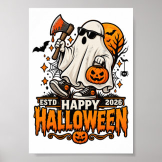 Prettig Halloween 2026 Geest met Zonnebril Poster