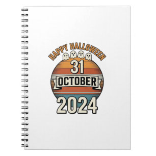 Prettig Halloween 31 oktober Vintage spookontwerp_ Notitieboek