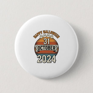 Prettig Halloween 31 oktober Vintage spookontwerp_ Ronde Button 5,7 Cm