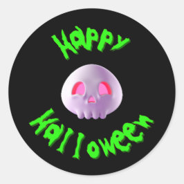 Prettig Halloween 3D schedel  Ronde Sticker