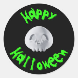 Prettig Halloween 3D schedel Ronde Sticker