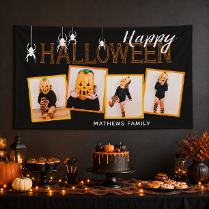 Prettig Halloween 4 Foto Collage Familie Spandoek