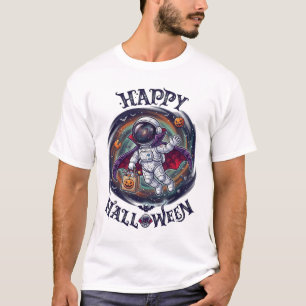 Prettig Halloween Astronaut Vampier Stelsel Pompoe T-shirt