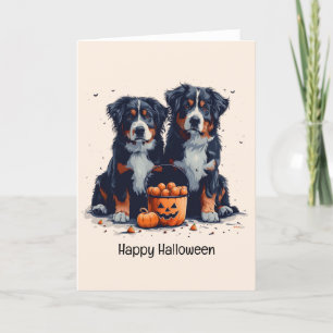 Prettig Halloween Berner Sennenhonden Pompoen Feestdagen Kaart