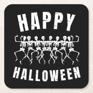 PRETTIG HALLOWEEN DANSEDERDE POPPEN VIERKANTE KARTONNEN ONDERZETTER