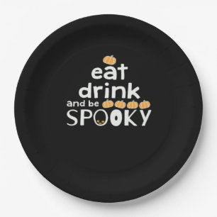 Prettig Halloween Eet Drink En Wees Schattig Trend Papieren Bordje