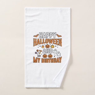 Prettig Halloween en mijn verjaardag Vintage ontwe Handdoek