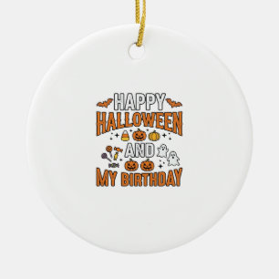 Prettig Halloween en mijn verjaardag Vintage ontwe Keramisch Ornament