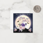 prettig halloween enge maan en rozen vakantie notitiekaartje (Voorkant / Achterkant in situ)