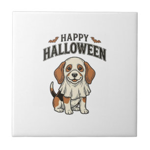 Prettig Halloween Geest Hond Vintage Gravure Shirt Tegeltje