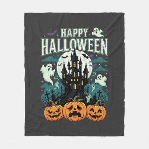 Prettig Halloween Geheime Kasteel Spoken en Pompoe Fleece Deken