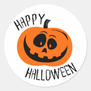 Prettig Halloween Gekke Pompoen Gezicht Ronde Sticker
