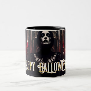 Prettig Halloween – Gotische donkere viering Tweekleurige Koffiemok