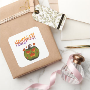Prettig Halloween grappige Pompoen Vierkante Sticker