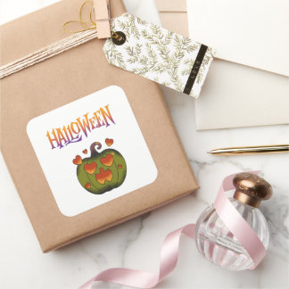 Prettig Halloween grappige Pompoen Vierkante Sticker