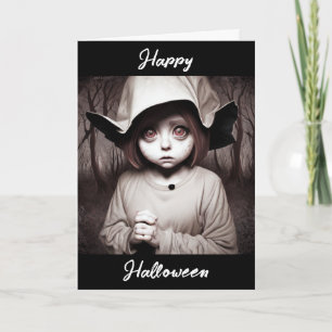 Prettig Halloween   Griezelig kind in rare outfit Kaart
