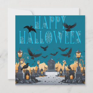 Prettig Halloween Griezelige Begraafplaats/Grafste Kaart
