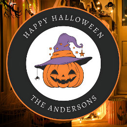 Prettig Halloween Griezelige Pompoen Aangepaste Te Ronde Sticker