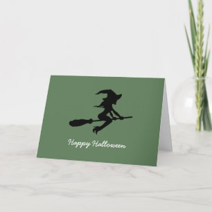 Prettig Halloween, Heks op Bezemsteel Kaart
