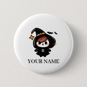 Prettig Halloween Heks Ronde Button 5,7 Cm