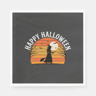 Prettig Halloween Heks Zonsondergang Ontwerp_1 Servet