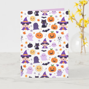 Prettig Halloween Heksen Geesten Katten Vleermuize Kaart