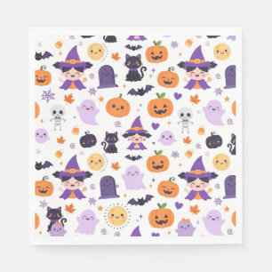 Prettig Halloween Heksen Geesten Katten Vleermuize Servet