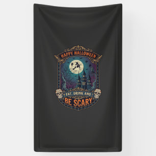 Prettig Halloween Heksenkasteel Schedels Vet Drank Spandoek