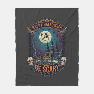 Prettig Halloween Heksenkasteel Schedels Vet Drink Fleece Deken