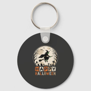Prettig Halloween Heksenmaan Graf Cemetery Ontwerp Sleutelhanger
