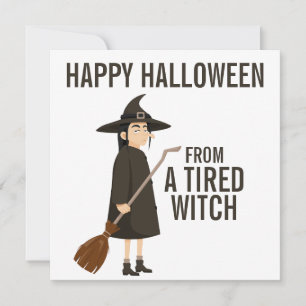 Prettig Halloween Humor Zwart en Wit Heks Feestdagenkaart