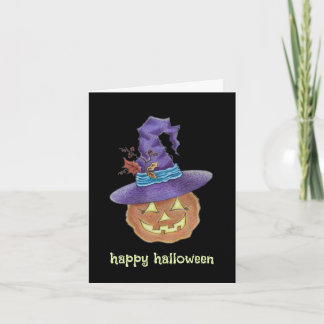 Prettig Halloween Jack-o-lantern heks kaart