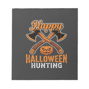 Prettig Halloween Jagen Gekruiste Bijlen Pompoen Notitieblok