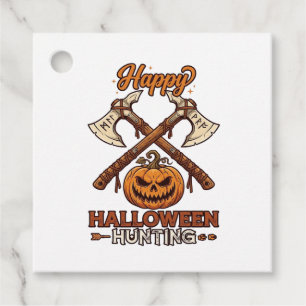 Prettig Halloween Jagen Gekruiste Bijlen Pompoen R Bedankjes Labels