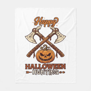 Prettig Halloween Jagen Gekruiste Bijlen Pompoen R Fleece Deken
