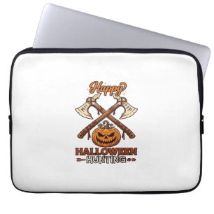 Prettig Halloween Jagen Gekruiste Bijlen Pompoen R Laptop Sleeve