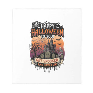 Prettig Halloween Je Geheime Huis Skelet Vleermuiz Notitieblok
