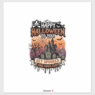 Prettig Halloween Je Geheime Huis Skelet Vleermuiz Sticker