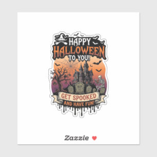 Prettig Halloween Je Geheime Huis Skelet Vleermuiz Sticker