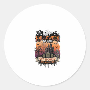 Prettig Halloween jij Geheime Huis Skelet Vleermui Ronde Sticker