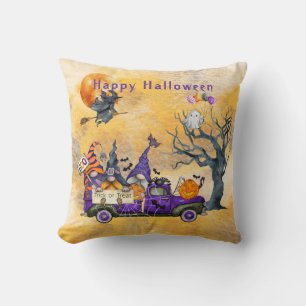 Prettig Halloween Kabouters Heks Kat Hond & Geest Kussen