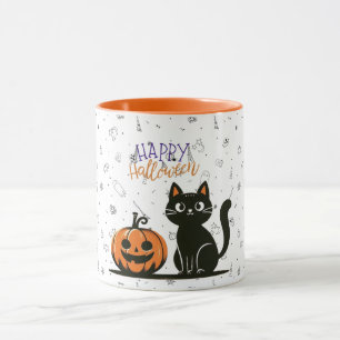Prettig Halloween kat & pompoen Mok