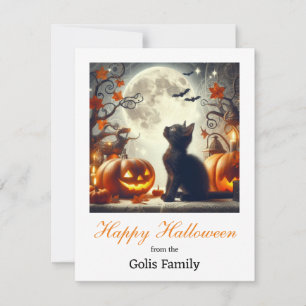 Prettig Halloween Kat Pompoen Notitie Auto Notitiekaartje