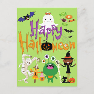Prettig Halloween Kinderen Schattig en Griezelig Briefkaart
