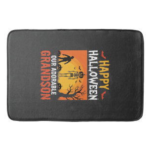 Prettig Halloween Kleinzoon Skelet Pompoen Badmat